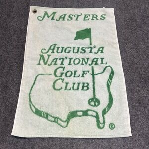The Masters Tournament Green & White Golf Bag‎ Caddy Towel 14"x22" Pre owned